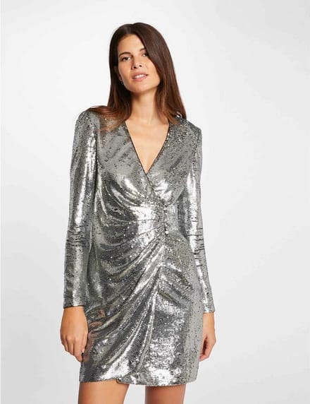 Morgan - Wrap dress with sequins 222-Rbling - Color: Silver,Maat: 42
