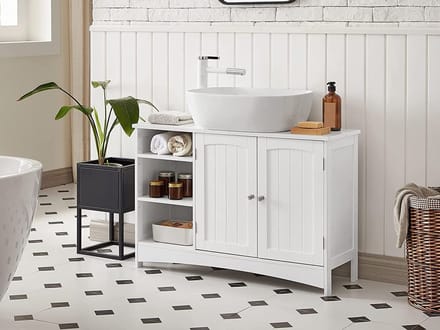 Parya Home - Wastafelonderkast -Badkamerkast - 2 Deuren - 2 Planken - Hout - Wit