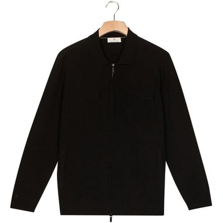 Thomas Maine Vest Full Two-Way Zip Half Milano Knit Double Chest Pocket Zwart / male