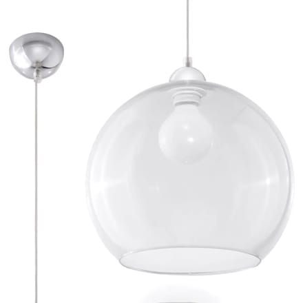 Sollux Lighting Hanglamp Ball - 120x30x30cm - E27 - transparant - staal/glas