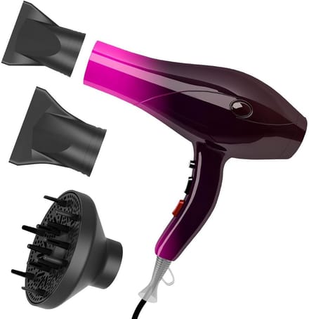 MKSS® Fohn met Diffuser - Haardroger Krullen - Haarfohn - Fohnborstel - Zwart en Roze