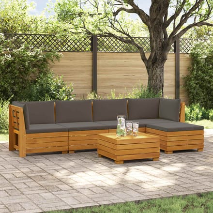 vidaXL - 6 - st - Buiten - bank - set - Massief - Acacia - Hout - Bruin