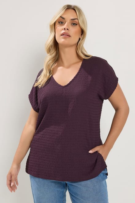 Yours Paars Tshirt Met Textuur Size 42
