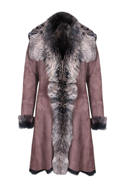 Dames trenchcoat van bruingoud Toscaanse schapensuède - Celeste