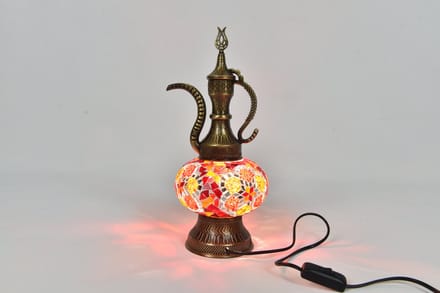 Handgemaakte Turkse Ibrik tafellamp multicolour in- outdoor Oosterse karaf