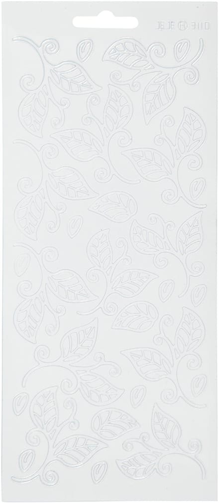 Stickers, bladeren, vel 10x23 cm, wit, 1 vel
