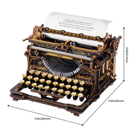 Robotime Mechanical Typewriter (classic version) - LK703B - ROKR Mechanical Gears Series - Typemachine - Bouwpakket - Knutselen