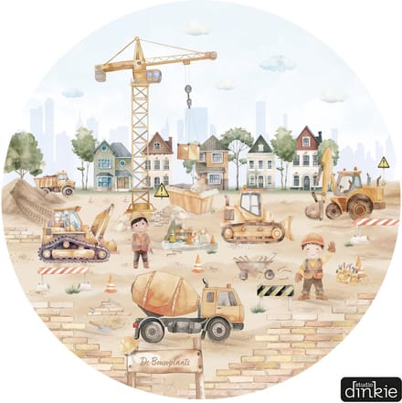Studio Dinkie | Muurcirkel De Bouwplaats | Babykamer | Kinderkamer | Decoratie
