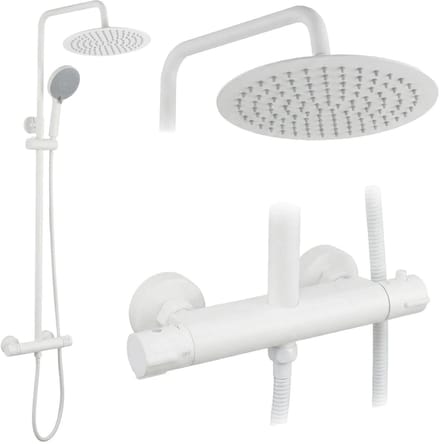 Rea - Lungo - Doucheset Zonder Uitloop Met Thermostaat - Wit - 25X25X120,5Cm
