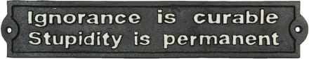 Clayre & Eef Tekstbord 33*6 cm Bruin Metaal Wandbord Quote Bord