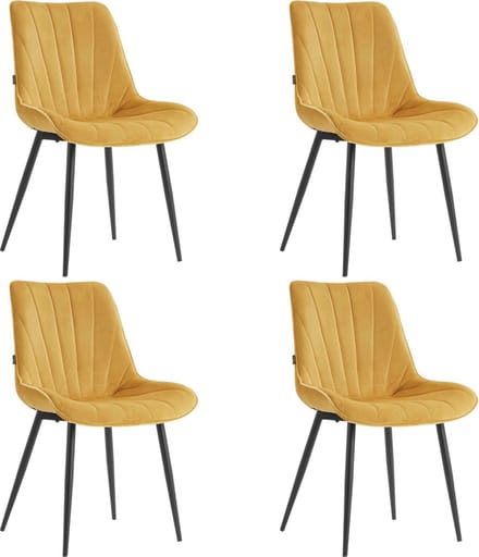 Colenis® - Lesedi Eetkamerstoel - Set Van 4 - Okergeel - Velvet