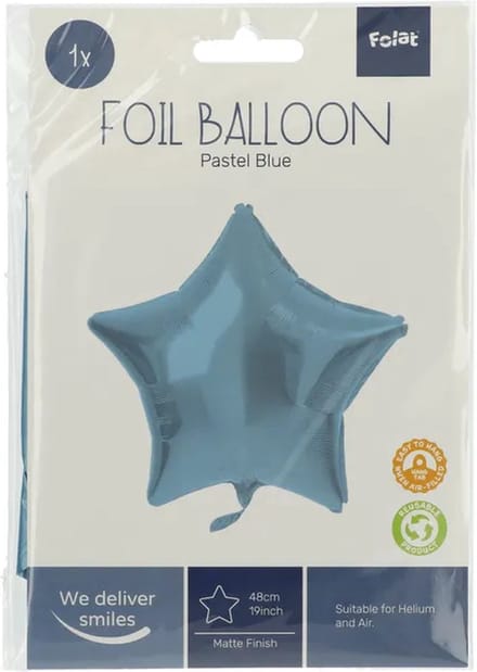 Folieballon Stervormig Pastel Blauw Metallic Mat - 45 cm