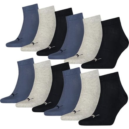 Puma Quarter Sokken Plain 12-pack Navy / Grey / Nightshadow Blue-43/46
