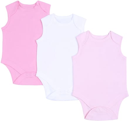 3x Roze mouwloos rompertje 0-3 m 62 cm