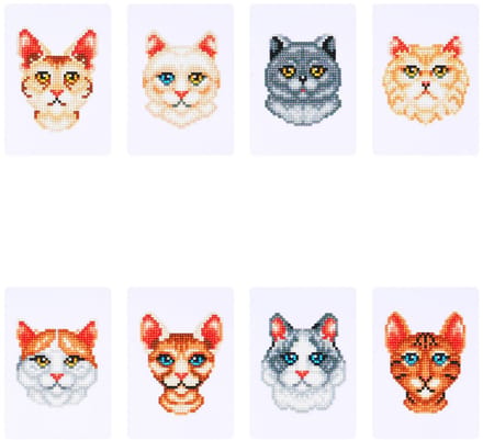 Minipaintings - 041 - set van 8 - Katten - diamond painting - compleet pakket - Diamond painting by Wietske