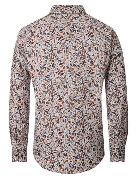 Casa Moda overhemd bruin geprint katoen button down wijde fit