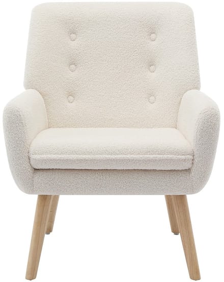 Vente-unique Fauteuil van witte boucléstof SERINO