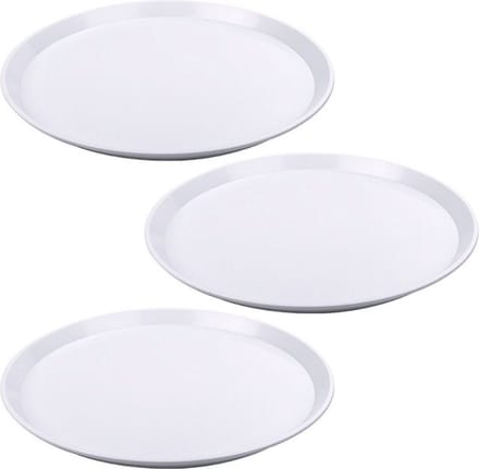 Dienblad - 10x stuks - wit - kunststof - D34x2 cm - rond - serveerblad - vaatwasserbestendig