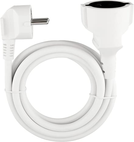 Verlengkabel 2 meter met Hoekstekker - 3680W Vermogen - Witte Stroomkabel
