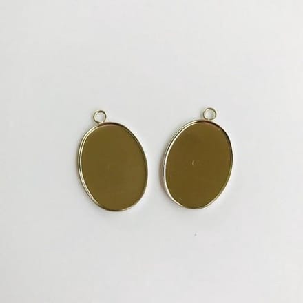 Hanger with 1 eye, Oval, 25 x 18mm Top, Platinum, 2 pcs