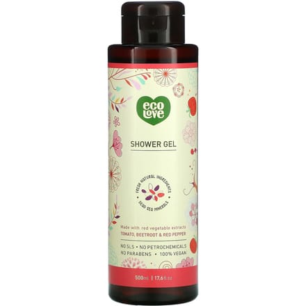 Eco Love, Gel Douche, Tomate, Betterave & Poivron Rouge, 500ml (17.6 fl oz) beige