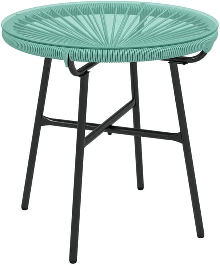 Outsunny Rattan bijzettafel - Metaal - 50x50x50cm - Groen