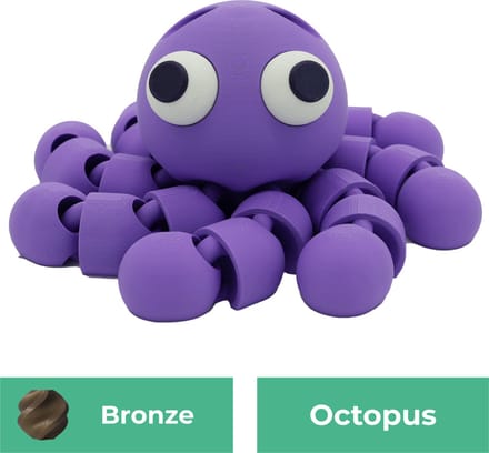 Flexibele octopus beeld – Decoratief beeld - Brons - 3d geprinte beeld – Unieke woondecoratie - 25CM