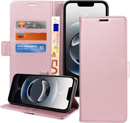 ChiGuard Book Case Hoesje geschikt voor iPhone 16e - Magnetische Sluiting - Portemonnee Rose