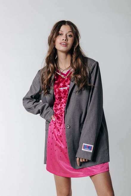 Colourful Rebel Jesra Stripe Single Breasted Boyfriend Blazer- Maat M