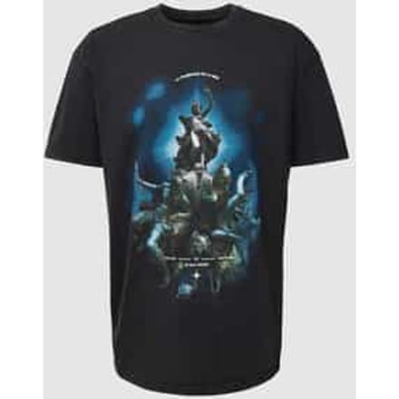 T-shirt met motief- en statementprint, model 'PUISSANCE LA MER'