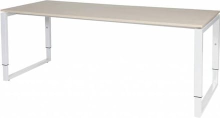 Verstelbaar Bureau - Domino Plus 200x80 Eiken - wit frame