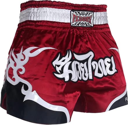 Fluory Muay Thai Short Kickboks Broek Tribal Wijnrood - M