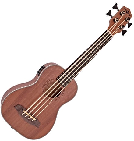Deluxe Elektro-akoestische Bas Ukulele van Gear4music, Sapele