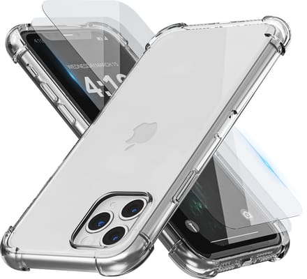 Hoesje geschikt voor iPhone 11 Pro Transparant - 2x screenprotector - beschermglas screen protector - Anti Shock hoesje case