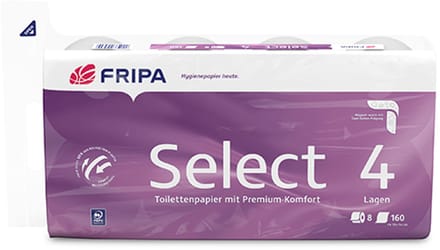 8 Rollen Toiletpapier, tissue, 4-laags Ø 12 cm · 13,8 cm x 9,8 cm wit Select 160 Blatt