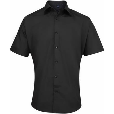 Premier Heren Supreme Poplin Overhemd met Korte Mouwen (Zwart)