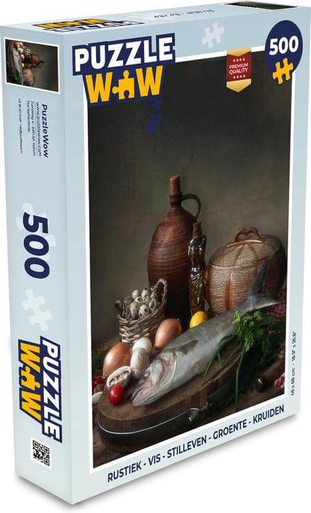 Puzzel Rustiek - Vis - Stilleven - Groente - Kruiden - Legpuzzel - Puzzel 500 stukjes