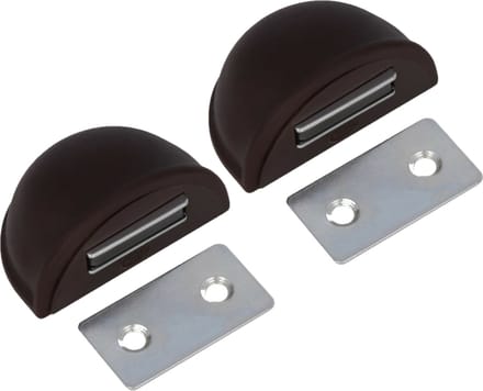 AMIG Deurstop/deurmagneet - 2x - D48mm - zelfklevend - bruin - kunststof