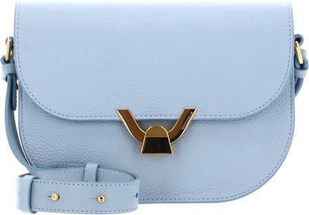 COCCINELLE Leren Schoudertas Dew Crossbody Grained Leather Mist Blue Lichtblauw