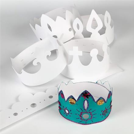 Kronen, H: 10-16,5 cm, L: 60 cm, 230 gr, wit, 5 stuk/ 1 doos