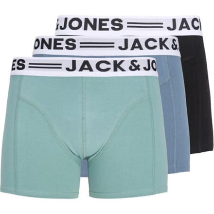 Jack & Jones Heren boxershorts trunks sense 3-pack effen turquoise/blauw/zwart