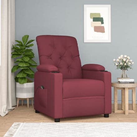 vidaXL - Fauteuil - verstelbaar - elektrisch - stof - wijnrood