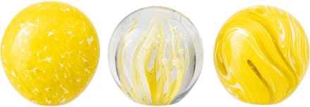 J-Line presse-papier Bal - glas - geel - small - set van 3