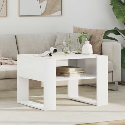 vidaXL - Salontafel - Wit - 66 - x - 53 - x - 45 - cm - Bewerkt - hout