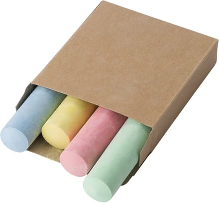 12 Stuks - Stoepkrijt (4st) in kartonnen box - Promopack - Ideaal uitdeelcadeau