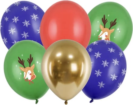 Partydeco - Kerst Ballonnen Merry Christmas mix - 6 stuks
