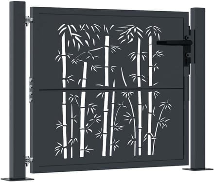 Tuinpoort met Bamboe-uitstraling 100x100 cm Antraciet Staal