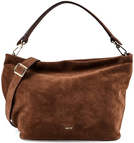 abro Leren schoudertas Leather Suede Hobo Ebony Bag Wood bruine