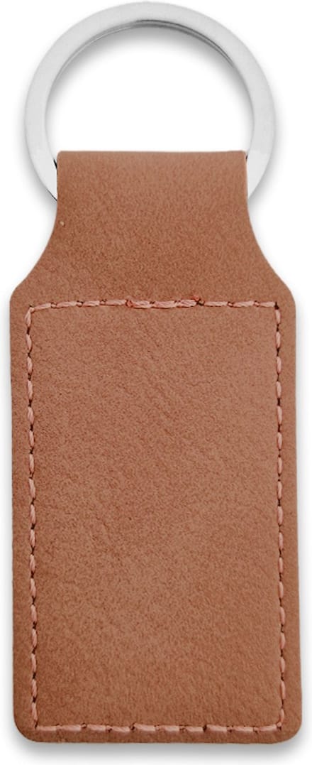 CombiCraft Blanco leren sleutelhanger rechthoek 33x70mm bruin - 5 stuks
