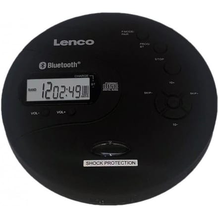Lenco CD-300BK Discman - Draagbare Bluetooth® CD-MP3 Speler - Anti-Shock bescherming en oplaadbare Batterij - Zwart